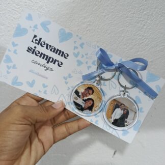 Set de Llaveros Personalizados “Llévame Siempre Contigo” – Redondo
